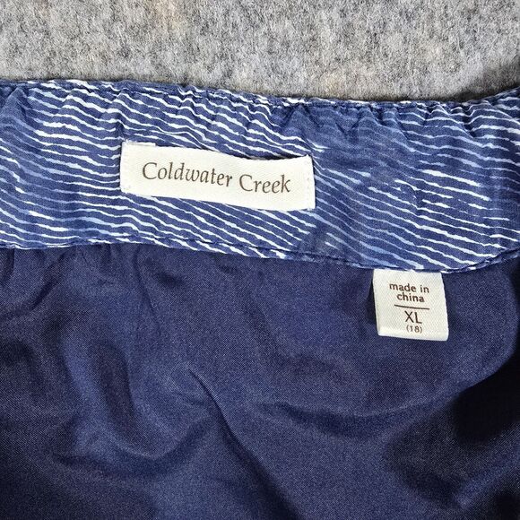 Coldwater Creek Blue Boho Skirt XL Midi Knee Length A Line Flowy Blues Lined - Picture 2 of 8